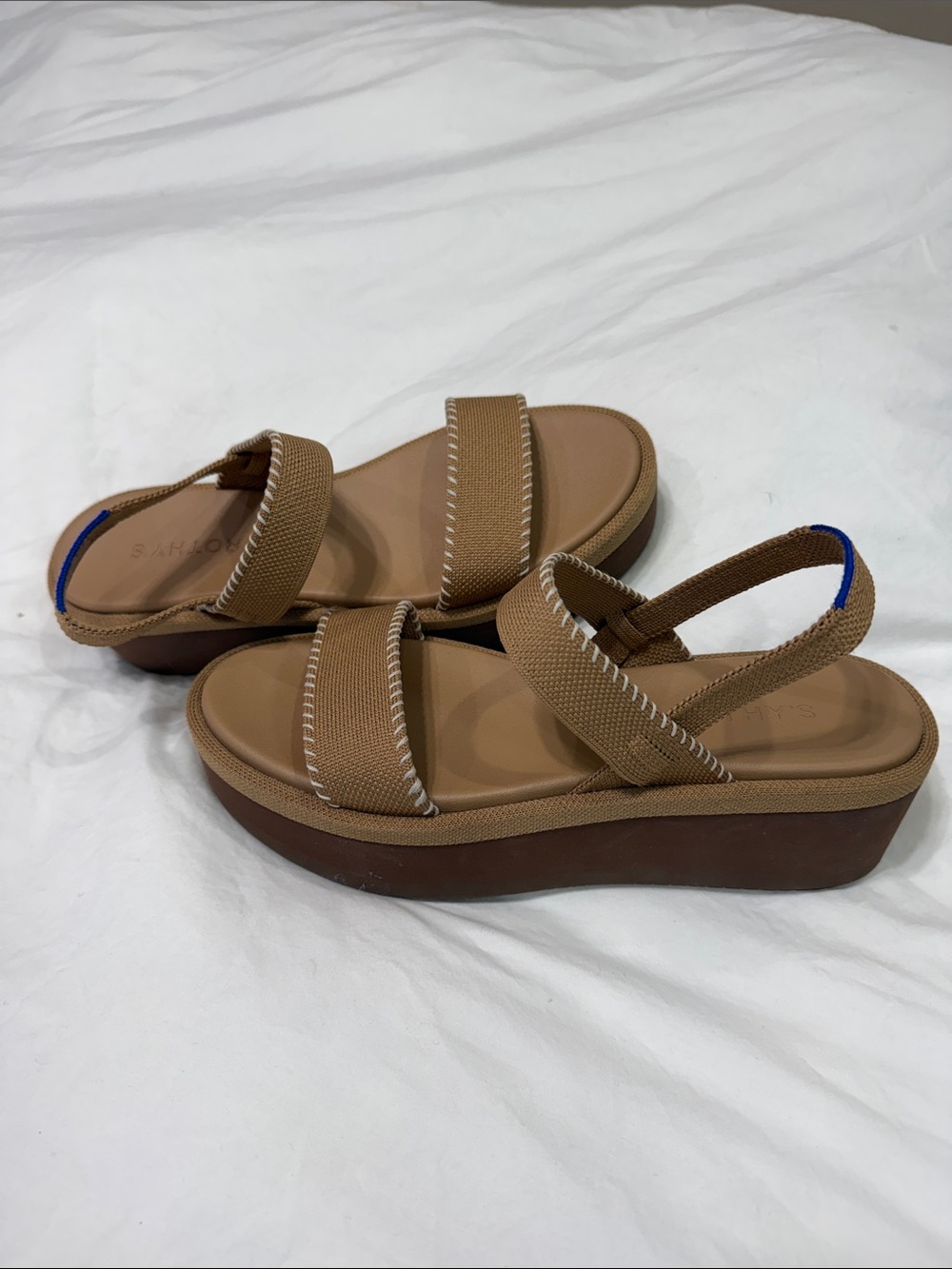 Rothy's Tan Platform Slingback Sandals lightweight Wedge